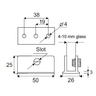Uchwyt półki szklanej Recta Large 4-10mm chrom
