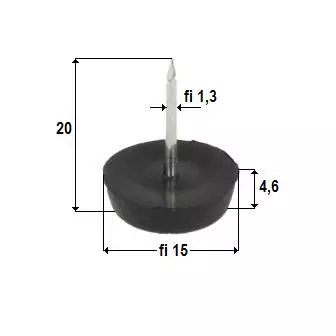 Ślizgacz meblowy z gwoździem pojedynczy ø15mm czarny 1000szt.