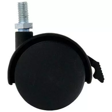 Kółko meblowe fi50 h60mm gwintowany trzpień M10  czarne z hamulcem