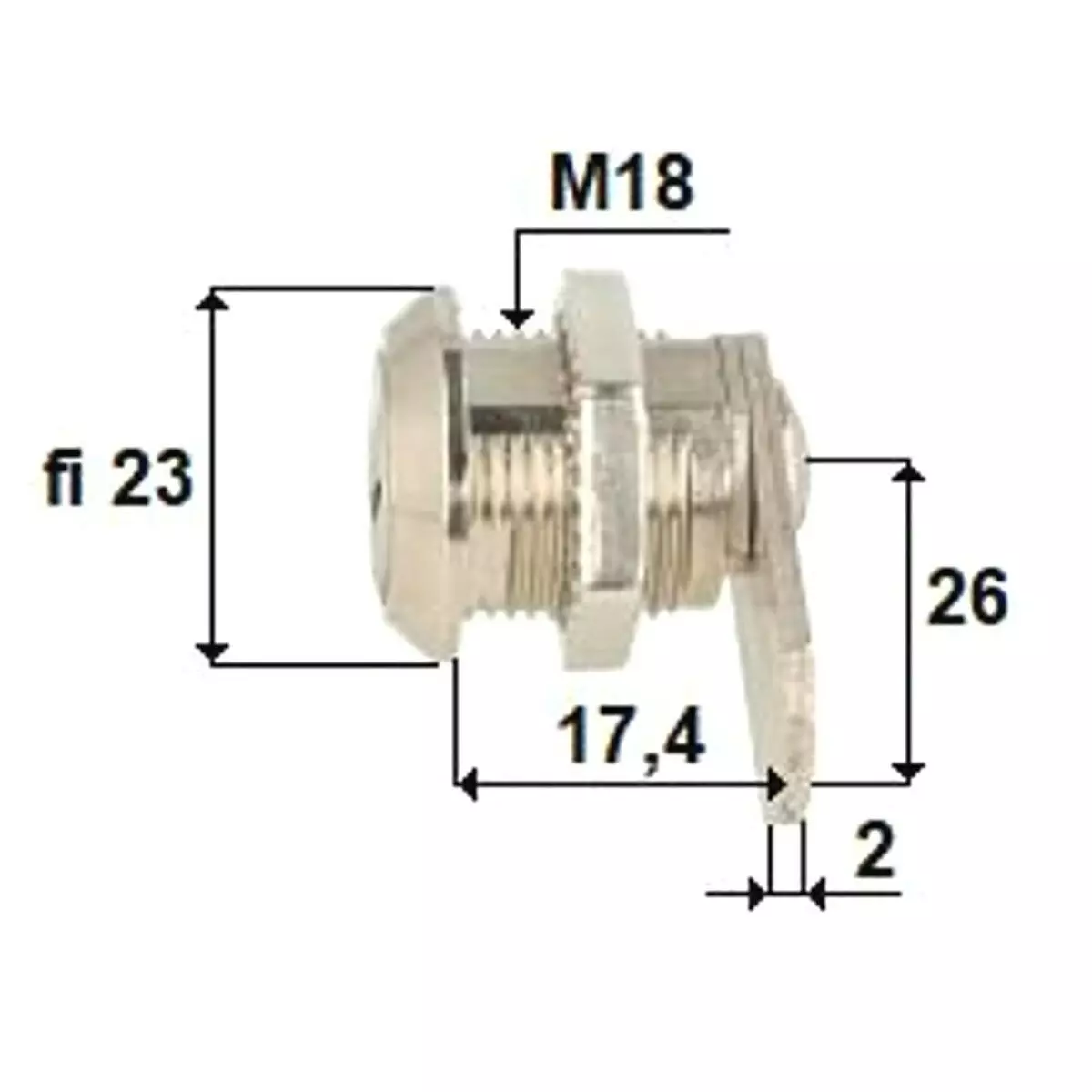 Zamek krzywkowy ø18 L-16mm Inf. ujednolicona kombinacja klucza
