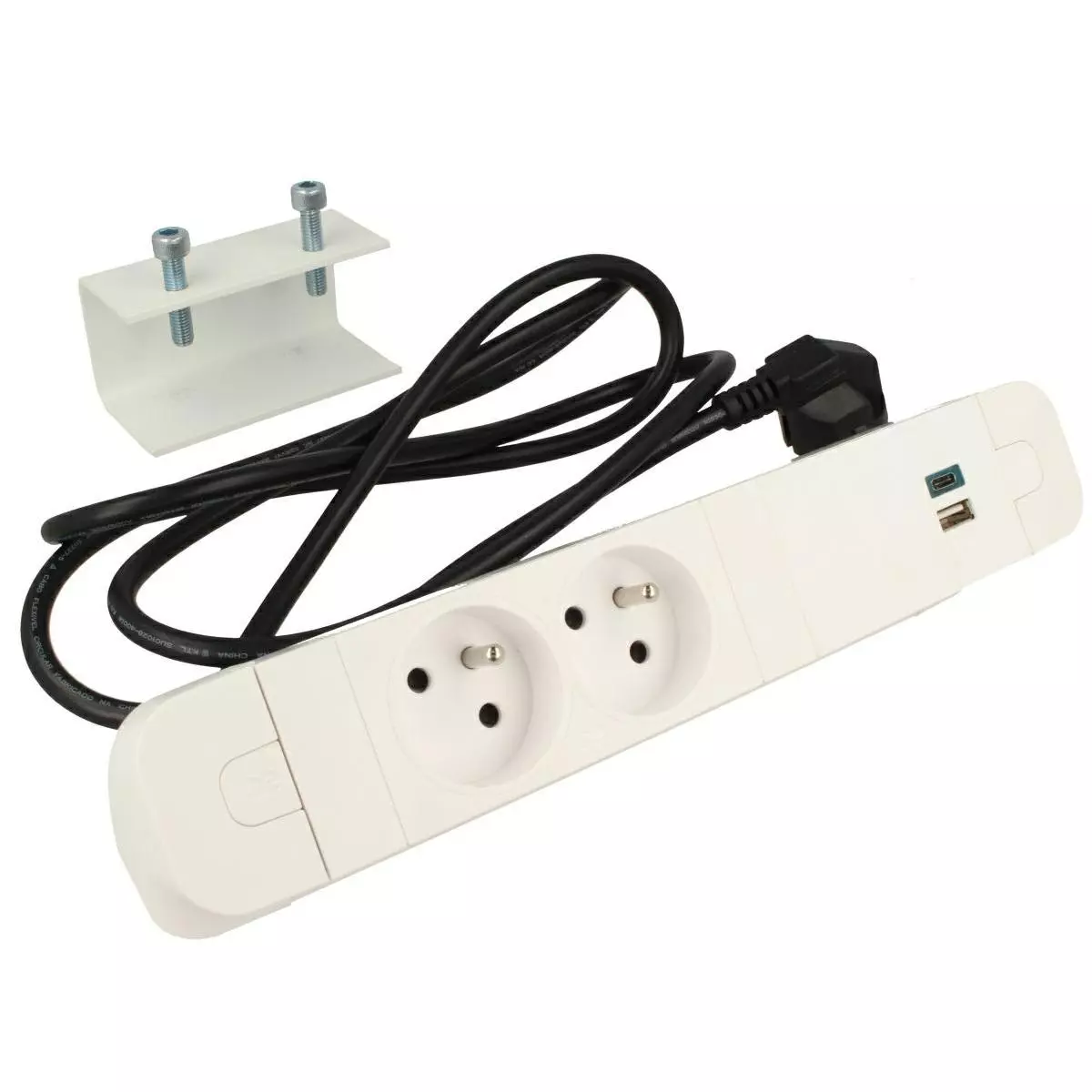 Mediaport PACE 2x230V FR - USB TUF A+C biały